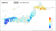 昨日の最高気温前日差の分布図