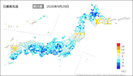 一昨日の最高気温前日差の分布図