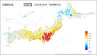 今日の最高気温前日差の分布図
