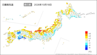 18日の最高気温前日差の分布図