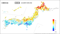 一昨日の最高気温前日差の分布図