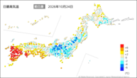 昨日の最高気温前日差の分布図