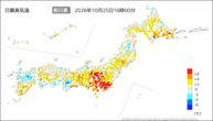 今日の最高気温前日差の分布図
