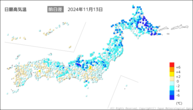 13日の最高気温前日差の分布図