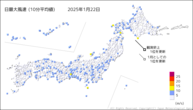 昨日の最大風速（10分平均値）の分布図