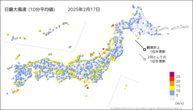 17日の最大風速（10分平均値）の分布図