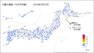 一昨日の最大風速（10分平均値）の分布図