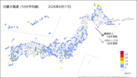 一昨日の最大風速（10分平均値）の分布図