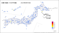一昨日の最大風速（10分平均値）の分布図