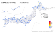 一昨日の最大風速（10分平均値）の分布図