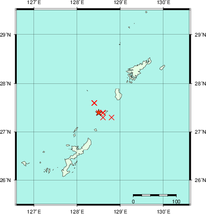 推定した震源の位置