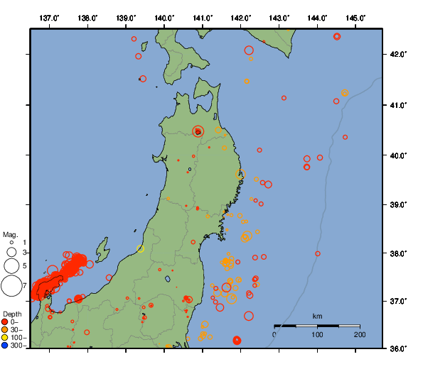震央分布図