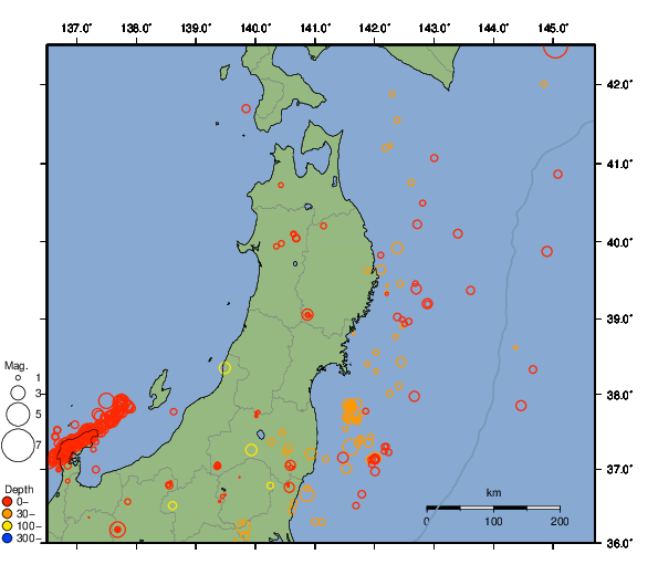 震央分布図