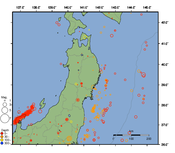 震央分布図