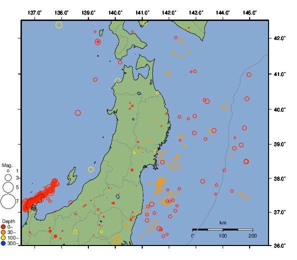 震央分布図