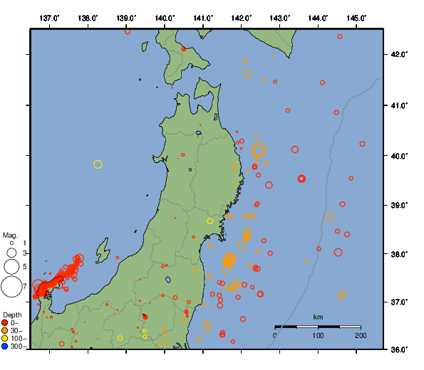 震央分布図