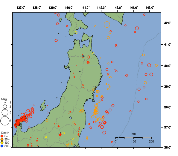 震央分布図