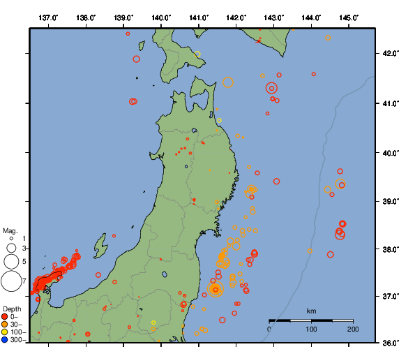 震央分布図