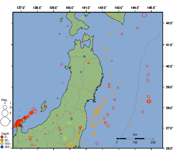 震央分布図