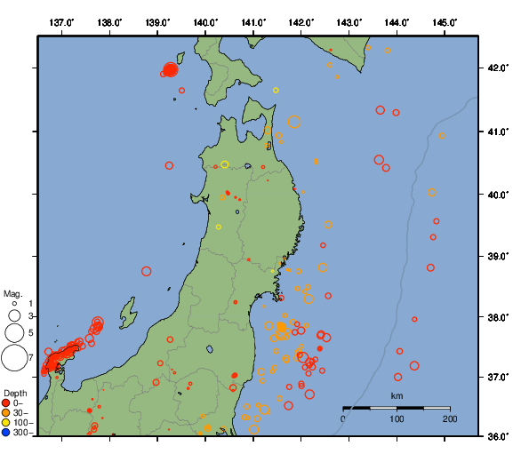 震央分布図