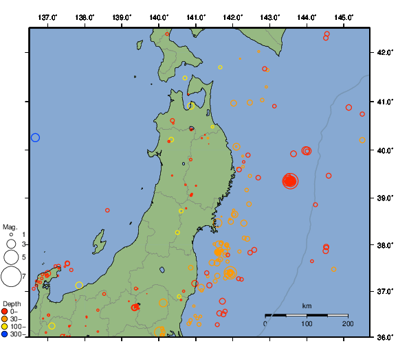 震央分布図