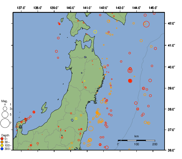震央分布図