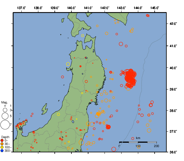 震央分布図