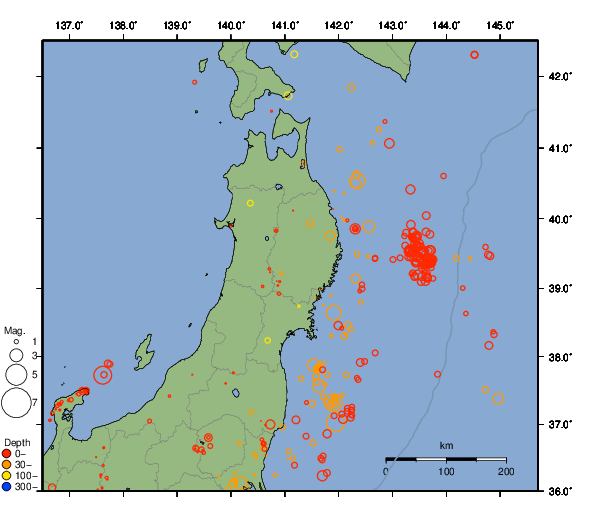 震央分布図