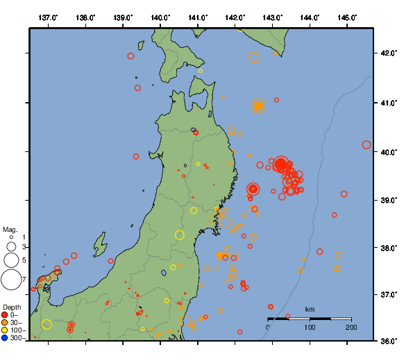 震央分布図