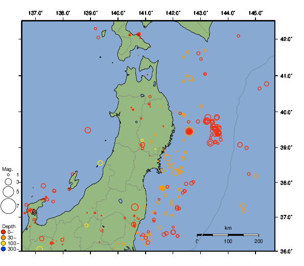 震央分布図