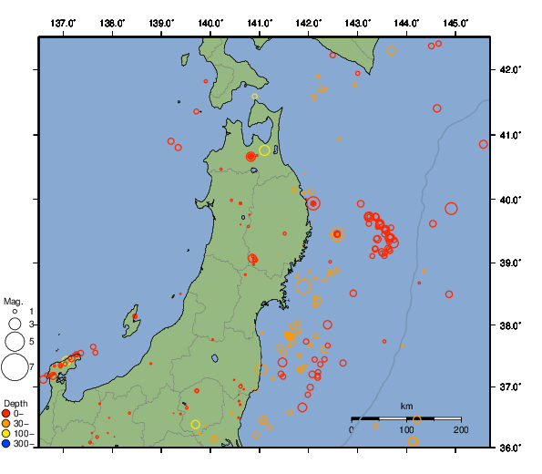 震央分布図