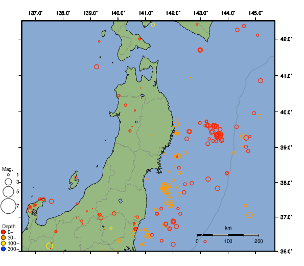 震央分布図