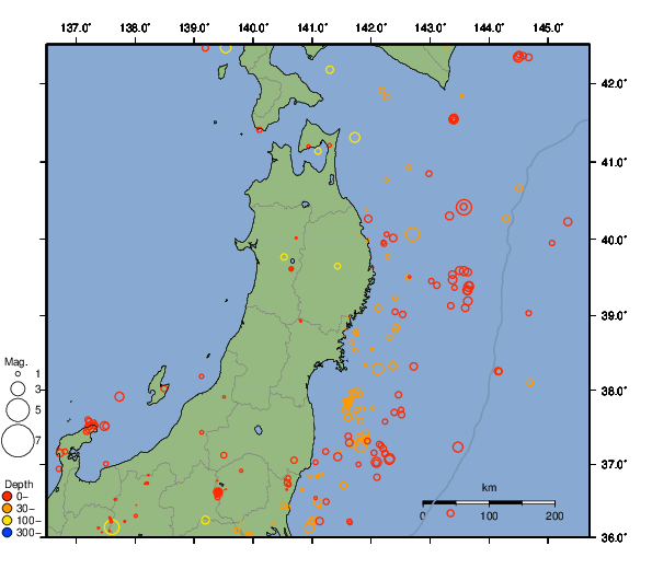 震央分布図
