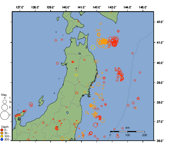 震央分布図
