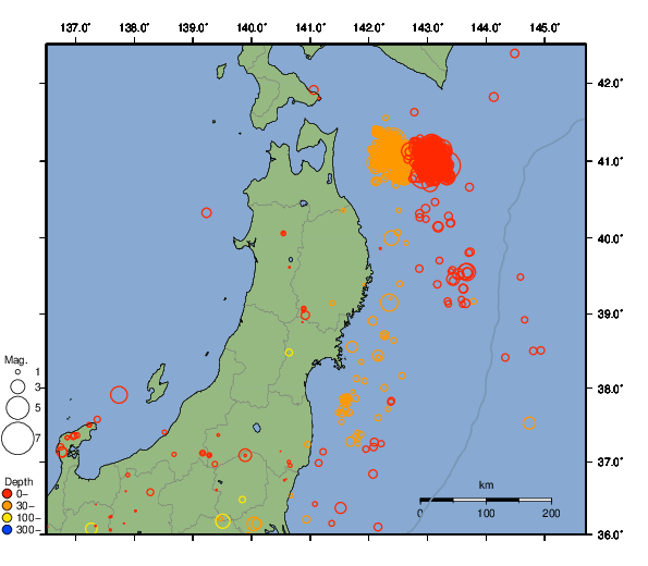 震央分布図