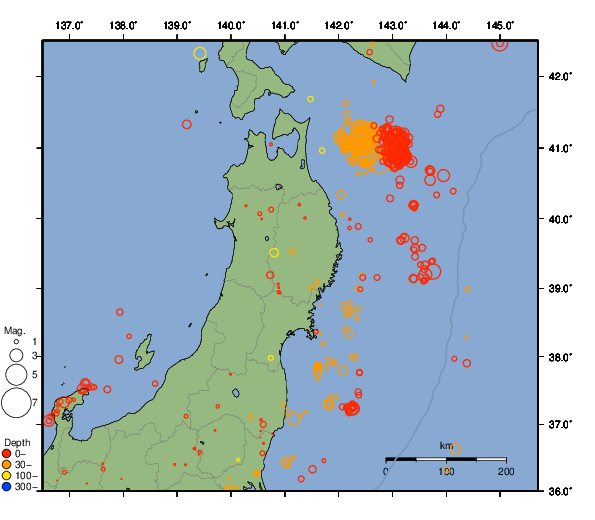震央分布図