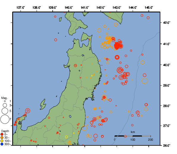震央分布図