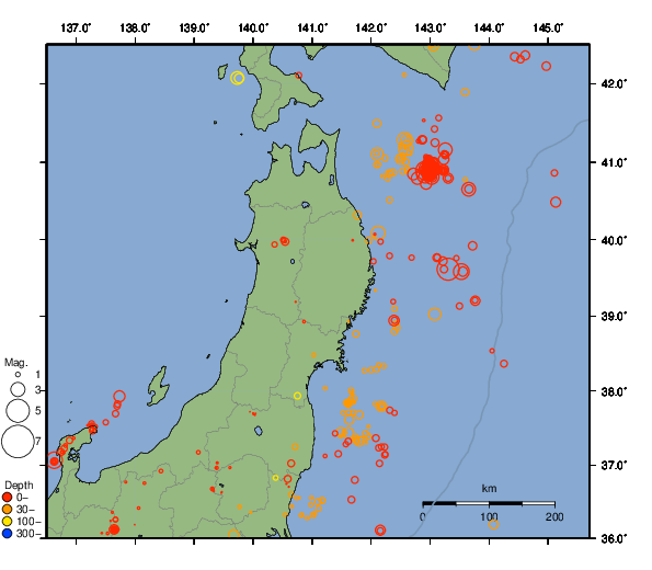 震央分布図