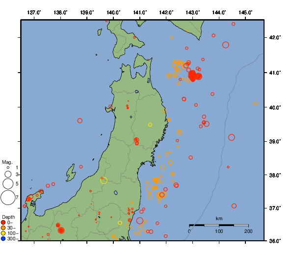 震央分布図