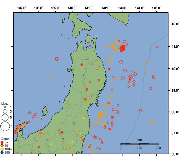 震央分布図