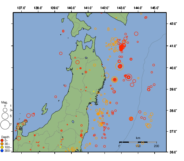 震央分布図