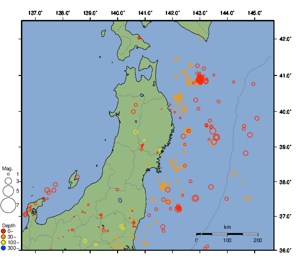 震央分布図