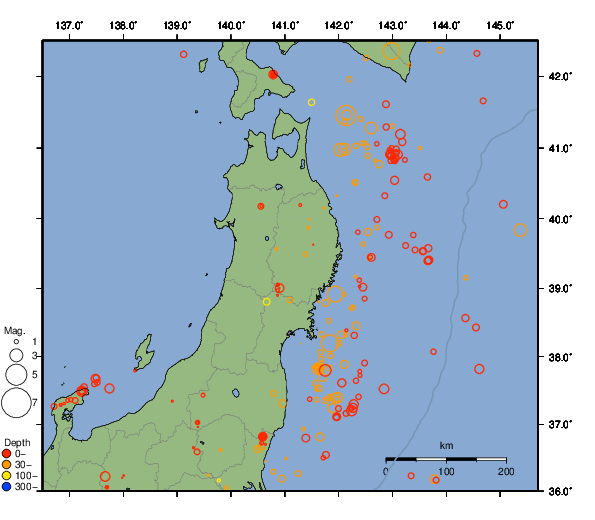 震央分布図