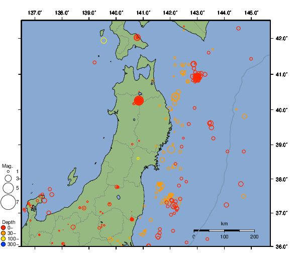 震央分布図
