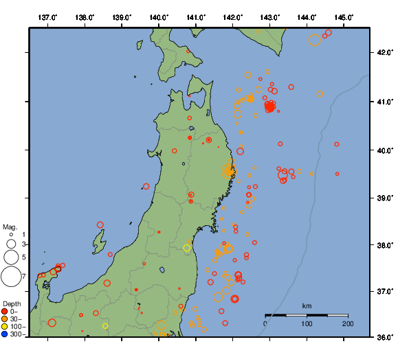 震央分布図
