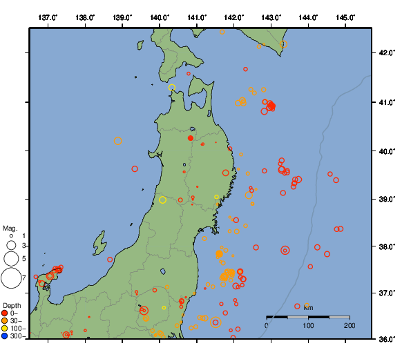 震央分布図