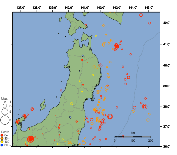 震央分布図