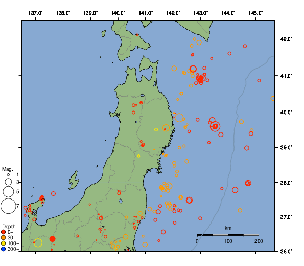 震央分布図