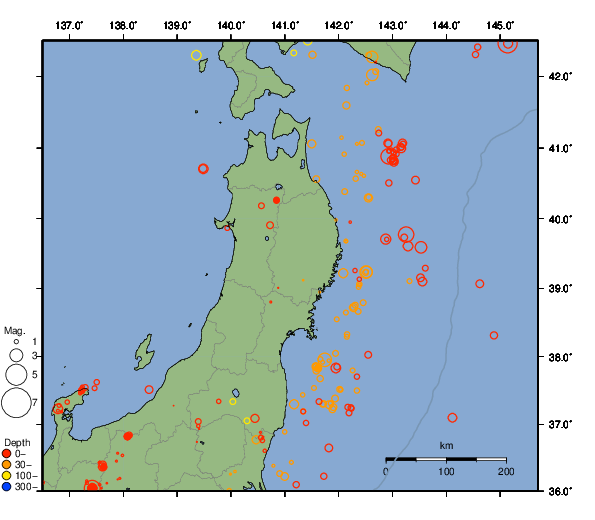 震央分布図