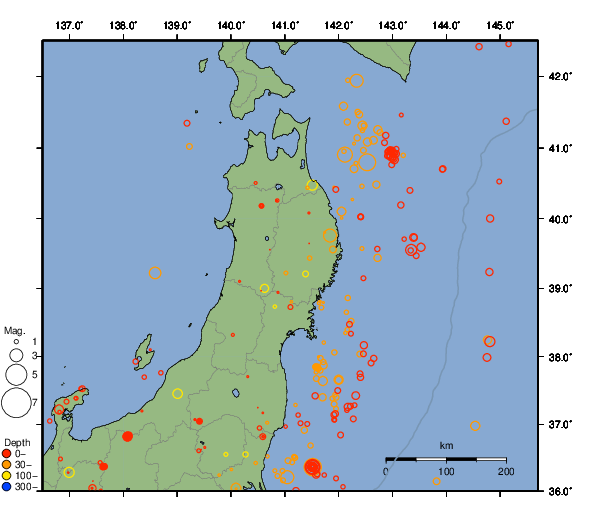 震央分布図